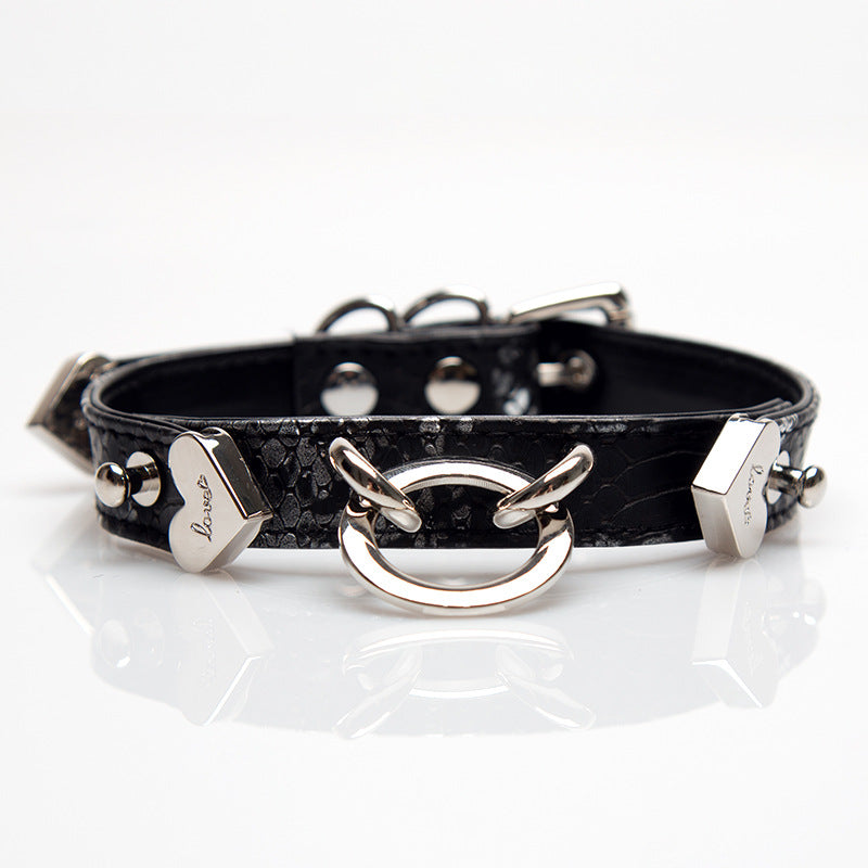 Collier ras du cou en cuir motif serpent sous-culture punk