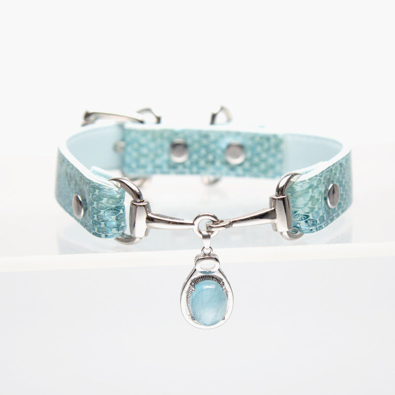 Aqua snake pattern choker | designer pendant